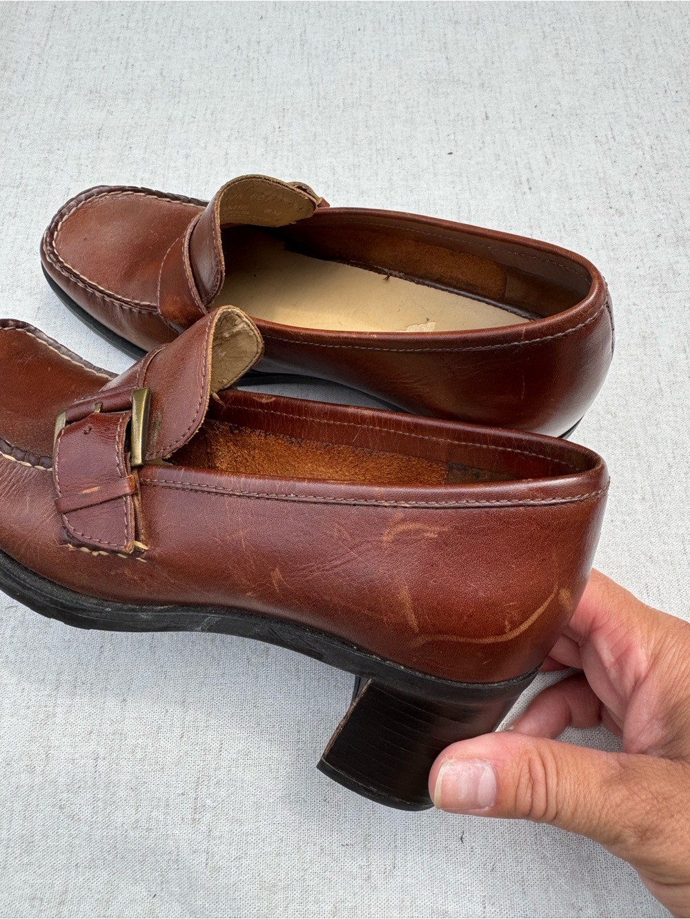 Leather Bass NAOMI block heels - Picture 9 of 10